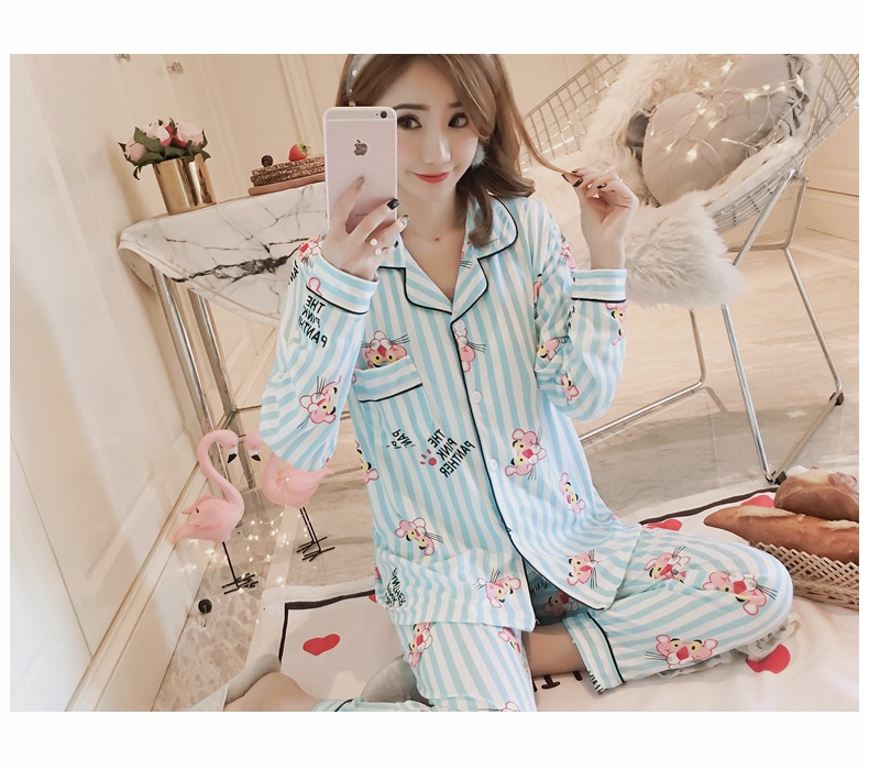 Bộ đồ ngủ nữ mùa xuân và mùa thu đông tay dài bằng vải cotton phiên bản Hàn Quốc của những bộ đồ cotton nữ kích thước lớn phù hợp với nhà hai mảnh bộ đồ mặc nhà mùa hè đẹp