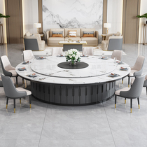 Electric dining table large round table hotel hotel box 15 people 20 people slate marble commercial custom table and chair combination