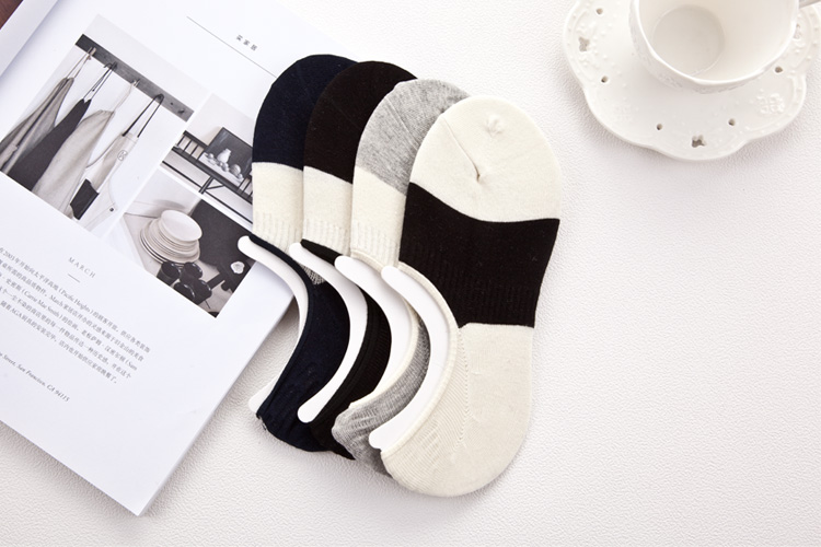 Mô hình mùa xuân vớ vô hình, vớ nữ sọc cotton nông vớ, vớ thấp thông thường, silicone chống trượt, không rơi tất lười