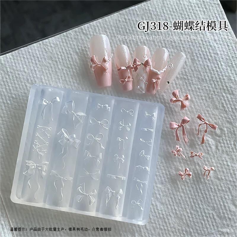 Internet Celebrity Bow Silicone Manicure Mold Stereo Quick Carving Soft Film Fugitive Princess DIY Wearable Nail Jewelry