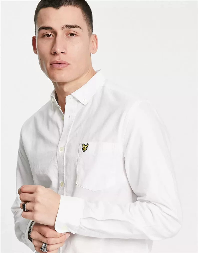 Покупатель Lyle & Scott 2024 года Новый мужской лонгслив белая рубашка Slim и Daily Versatile