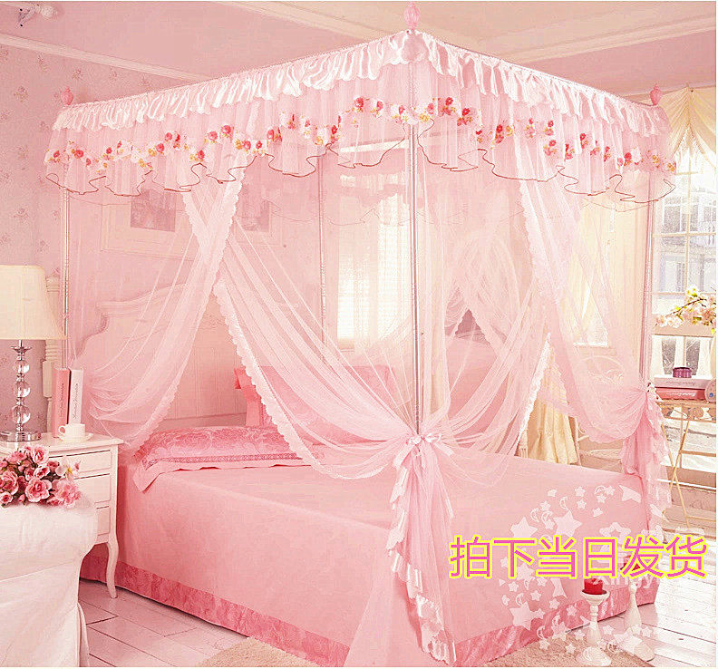 Mosquito Net Three Doors Double 1 51 8 m Bed Stainless Steel Palace Bed Nets Shafu Snow Floor Type Square Top Field Garden