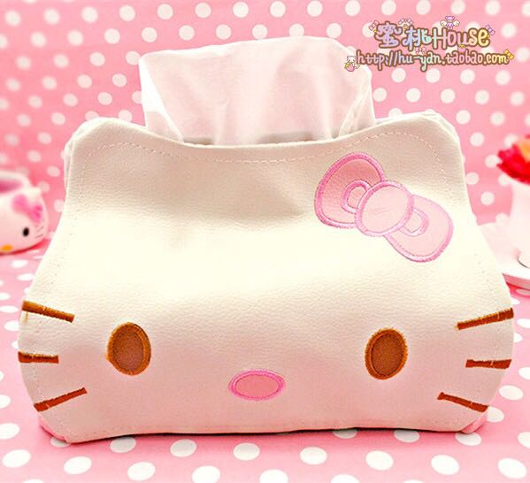 Girl's heart cute hello kitty Hello Kitty leather drawer box tissue box set tissue drawer set