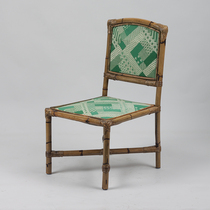 1950s-1960s French cloth bamboo chair Vintage middle-aged furniture