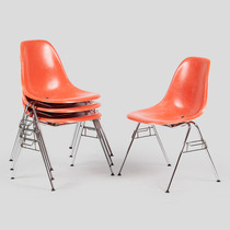 1970-80s Vitra produced the original Eames Chair Orange side chair (stackable)