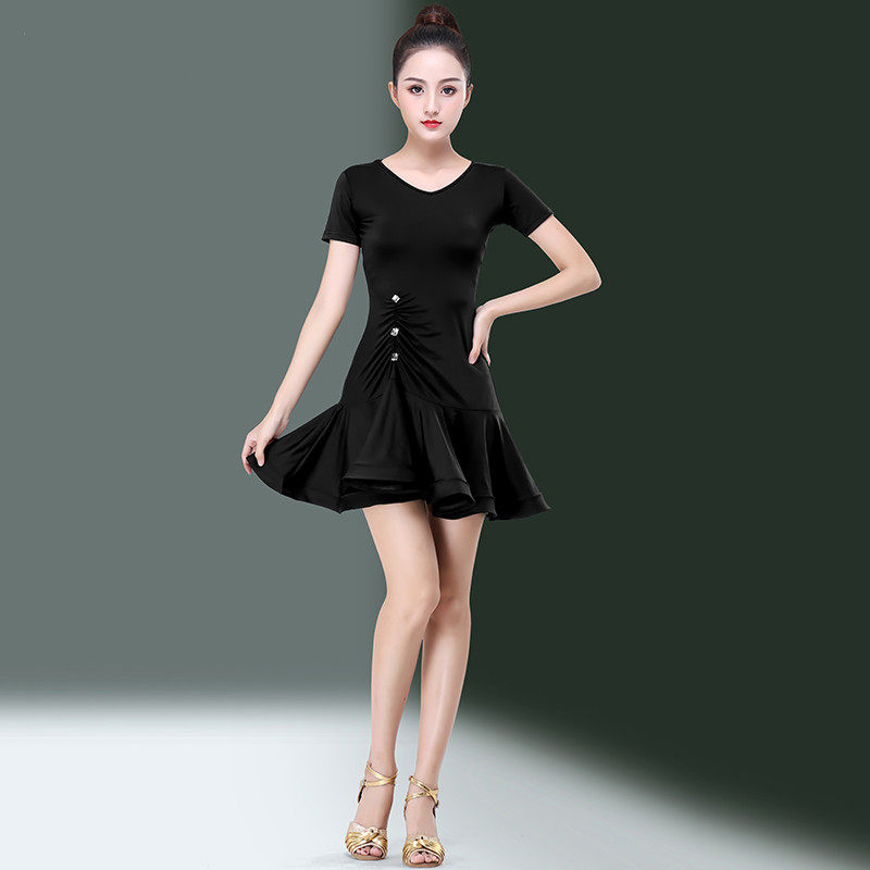 Qinglang Latin Dance Costume Women Adult New 2021 Summer Practice Costume Dance V Collar precisely to perform the suit