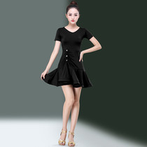 Clear Latin dance costume female adult new 2021 summer practice suit dance V-neck cha cha performance suit