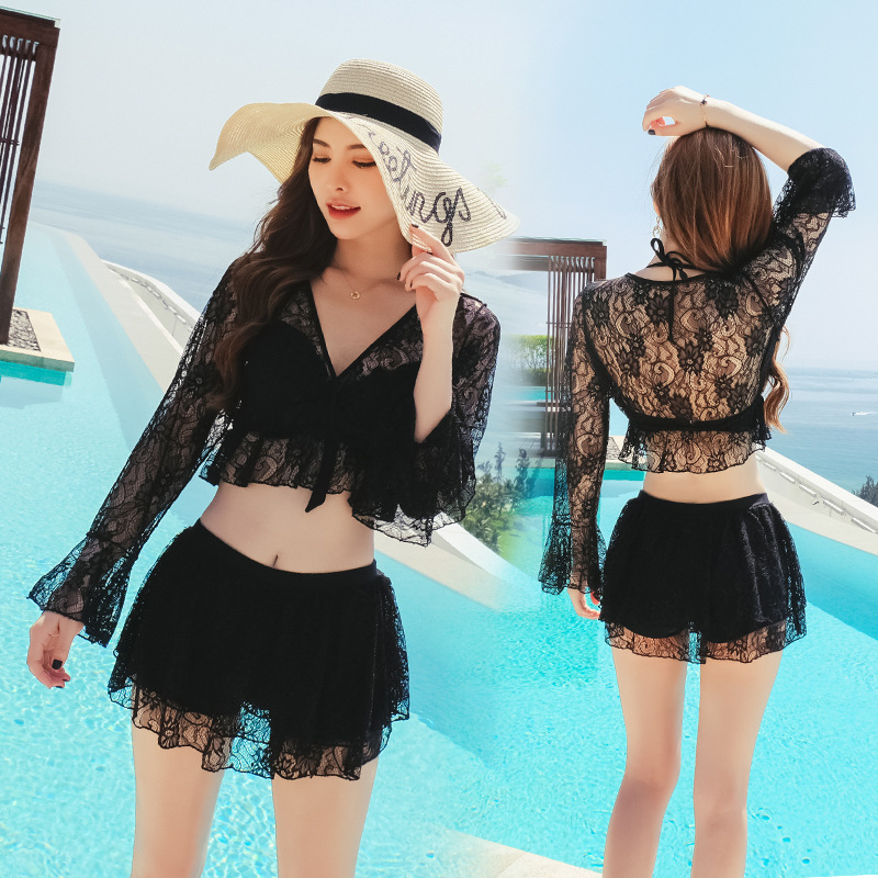 Little Fragrant Bestie Swimsuit Woman Bikini Two-piece Three Sets Sexy Swimsuit Conservative South Korea Spa Wins