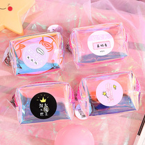 Transparent Laser Zero Wallet Woman Short student 2019 new Fashion Korean version Ins cute and versatile containing bag