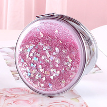 Teenage Girl Hearts Students Streaming Sand bifacial enlarged mirror cute handheld small number portable carry-on folding make-up mirror