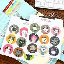 South Korea Imports Waterproof Cute Kittens with round Decorative Seal Stickers Gift Baking handbooks with 18 Entrance Baking