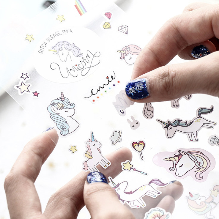 Cute unicorn stickers girl fantasy cartoon photo album diy hand account decoration stickers material hand account stickers