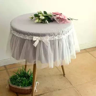 Fabric balcony small round table cloth round household round table cloth girl heart tea table cotton lace round bedside table cover