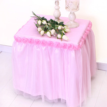Special spot Princess beautiful three-dimensional rose powder lace bedside table cover table cover coffee table cover safe cover