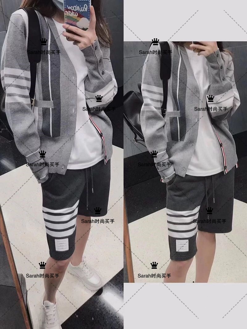 Thom Browne Cardigan 20 autumn and winter TB stitching asymmetrical striped wool sweater jacket for men and women