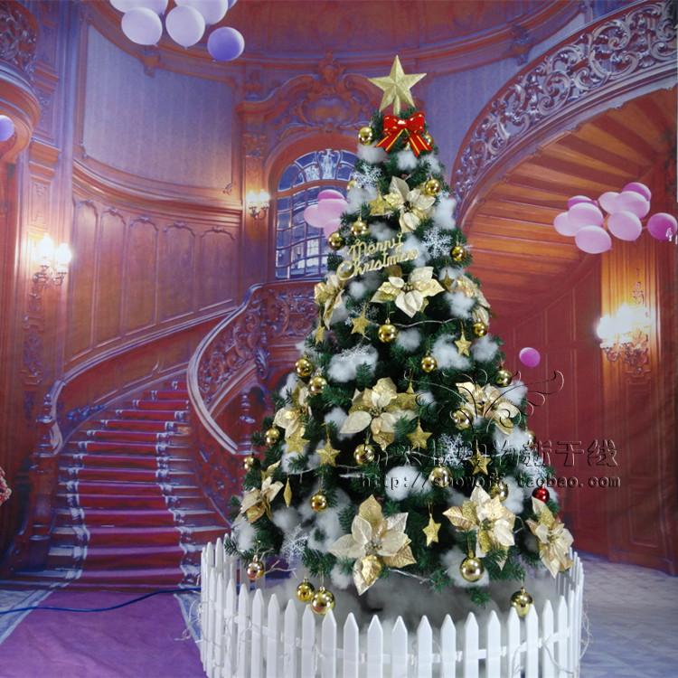 Christmas decorations 2 4 m luxurious golden Christmas tree package encrypted Christmas tree door face window decoration
