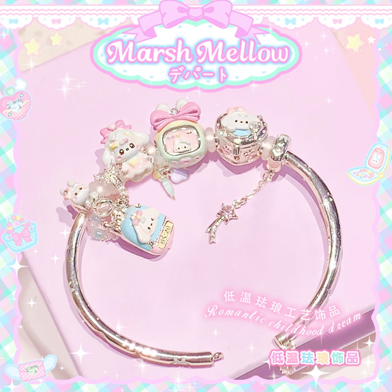 Marshmellow Jewelry Store Beads Silver-Plated Bracelet Beaded Bracelet Cute Niche Girl New Style