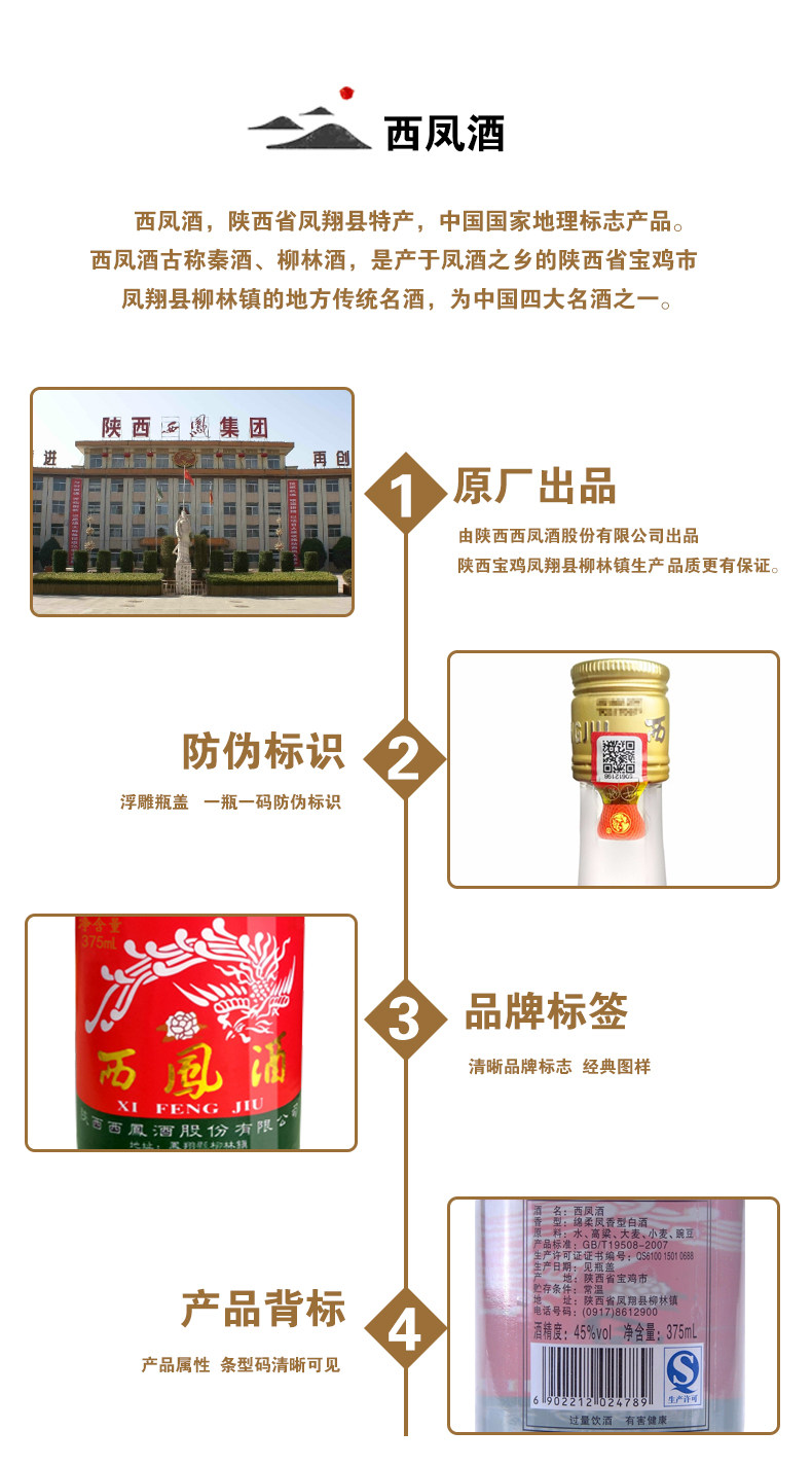 父辈的记忆 西凤 375七两半凤香型白酒整箱*6瓶 图3
