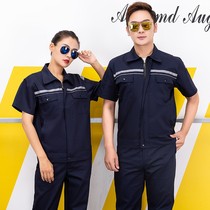 Summer overalls suit mens thin coat long-sleeved anti-static clothing short-sleeved breathable auto repair uniforms