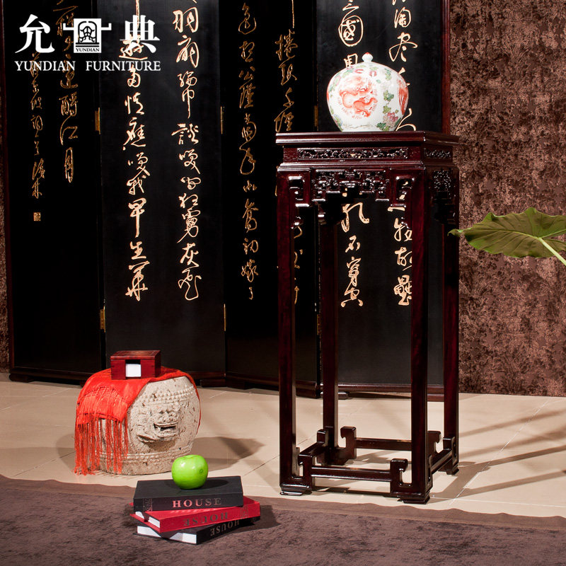 Black Purple Sandalwood Ancient Wire Square Flower Racks Indoor New Chinese Solid Wood Flowers Shelf Xuanguan Shelf Elegant Red Wood Furniture-Taobao