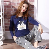 Демисезонная пижама, лонгслив, нарукавники, хлопковый комплект, свободный крой, большой размер