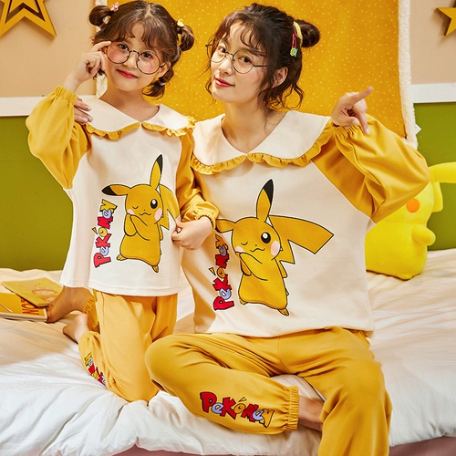 Детская пижама, демисезонный хлопковый тонкий лонгслив, комплект, подходит для подростков