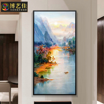 Hand painted New Chinese decoration Painting into the household Merchants Vertical Edition Modern Brief Aisle Hanging Painting Handmade Oil Painting Genguan Mural Painting