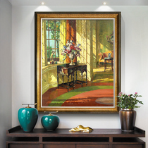 Hand Painted Eurostyle Retro Oil Painting Genguan Decoration Painting Vertical Version Light Lavish American Bedroom Guest Restaurant Hanging Painting Romantic Full House