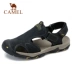 Dép nam da lạc đà 2019 mùa hè Giày da đi biển Baotou nam Dòng sông thể thao thượng lưu - Sandal Sandal