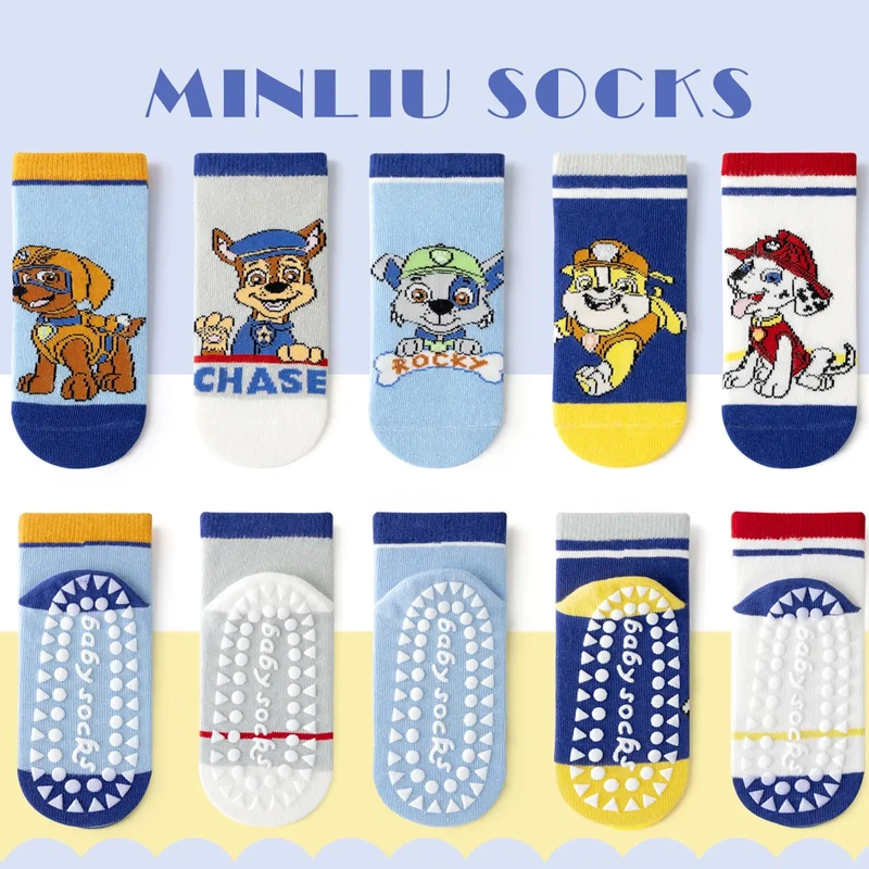 5 Pairs of Boys' Socks, Thin Non-Slip Floor Socks, Cute Kidsren's Socks, Baby Short Socks, Boys and Girls, Summer