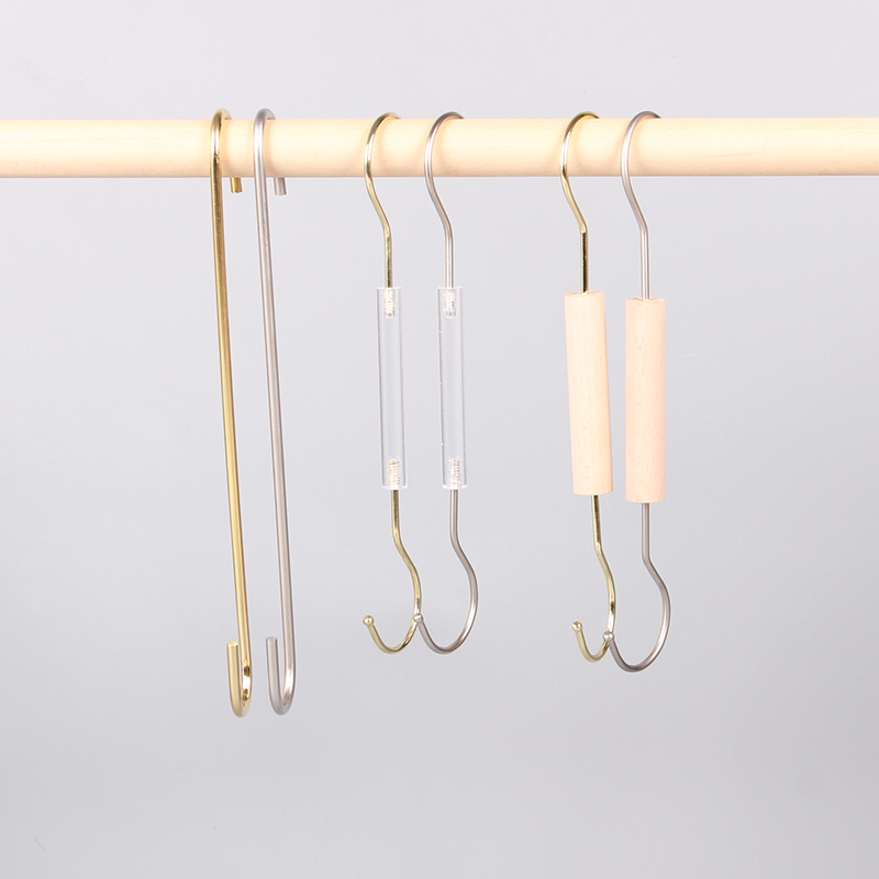 Transparent Hook, Acrylic S-Hook, Wooden S-Shaped Hook, Gold Clothes Hanger Hook, Jeans Hanger Hook, Coat and Hat Hook