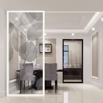 Custom Craft Glass Partition Screen Xuanguan Background Brief Modern European Style Engraving Crafts Four Leaf Grass Light Transmission
