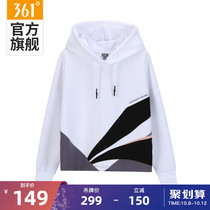 361 sports sweater women 2021 autumn and winter new white pullover hooded long sleeve thin breathable loose casual top