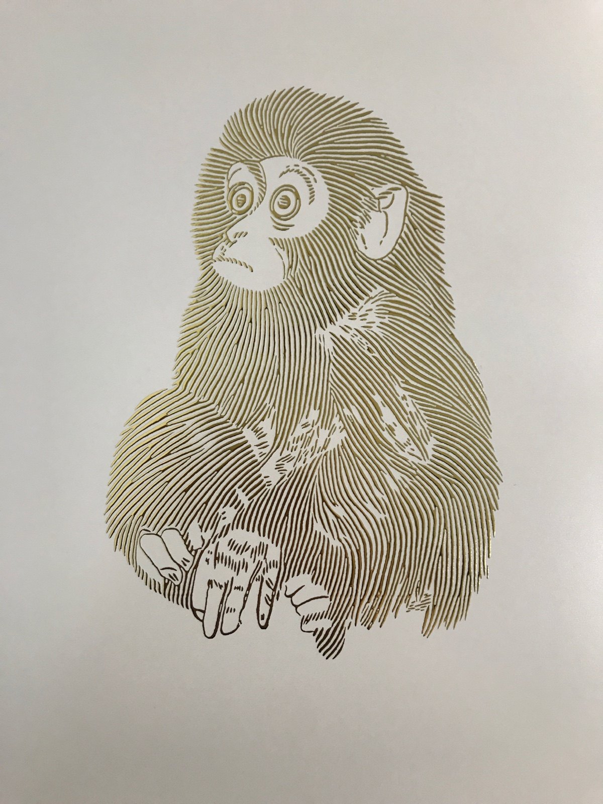 UNC brand new golden ginger Weijie design T46 Monkey Ticket Golden Monkey Stamp Engraving Gravure