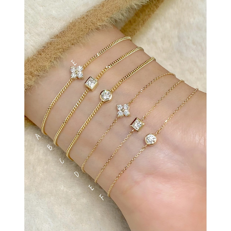 18K Gold Cultivated Diamond Bubble Bracelet Au750 Chopard Chain Four-Leaf Clover Bracelet Square Diamond Bracelet for Women Light Luxury