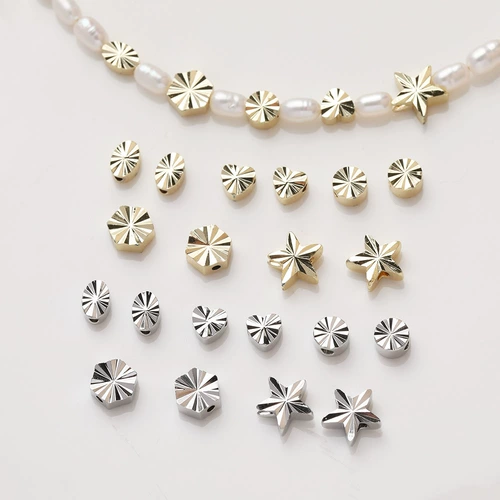 14K Объектуально-золотой круглый овальный гексагональный пятиконечный цветочный лазерный бусин