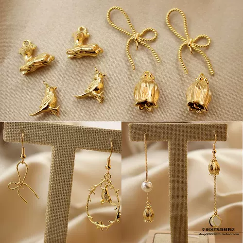 Медные золотые серьги, аксессуары, 18 карат