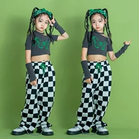 Джазовая одежда танцевальная девочка модель шоу Hiphop Street Dance Set Loping Debled Kids Shelf Drum Performance