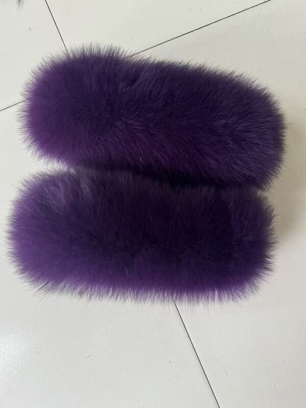 Real Fox Fur Purple Cuffs Can Be Used in Autumn and Winter for Coats and down Jackets as Clothing Accessories