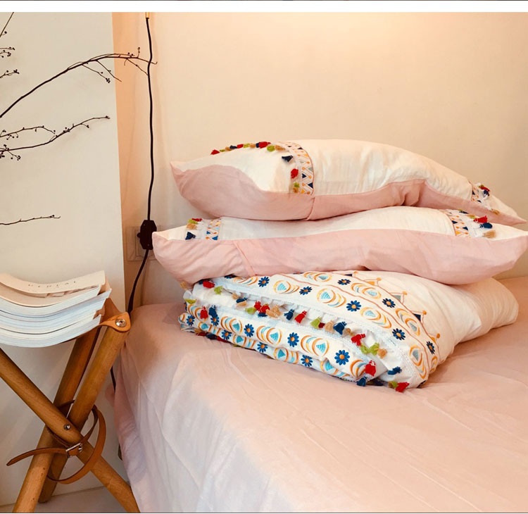 ins Bohemian tua handmade có Giường tầng và ăn sáng một gia đình bốn rắn đôi sợi giường 1,8 mét - Bộ đồ giường bốn mảnh bộ ga gối everon