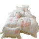 Girly Heart Winter Milk Velvet Four-piece Set Cute Strawberry Patch Embroidered Chiffon Lace Quilt Cover Bedding