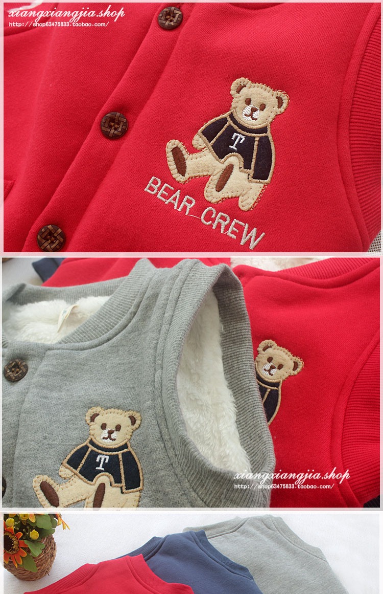 Áo vest bé trai mùa thu và mùa đông trẻ em cộng với áo nhung dày của phụ nữ Áo mới cotton cho bé Áo vest ấm áp cho bé shop ao khoac tre em dep