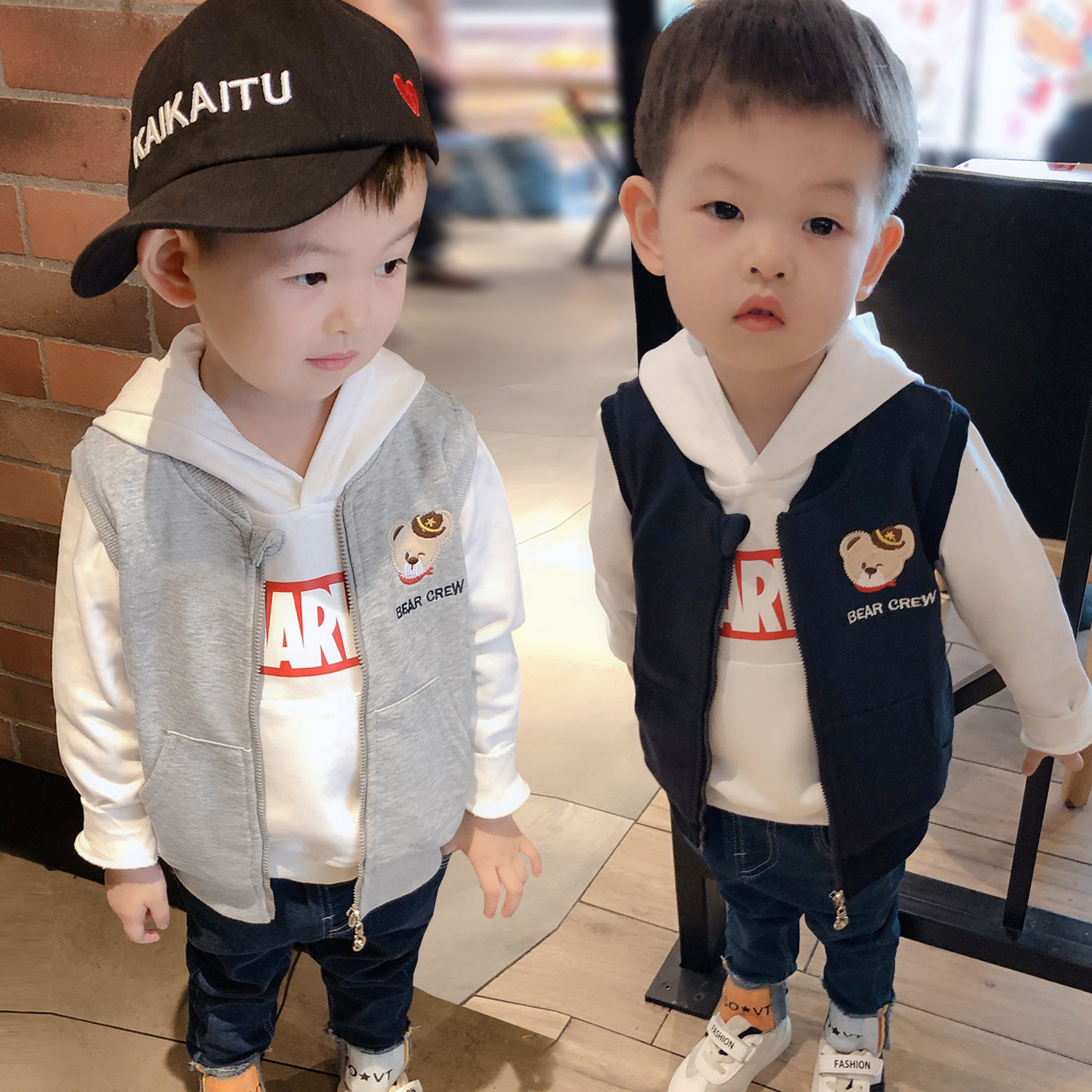 Children Waistcoat Vest Spring Autumn Clothing Boy Kan Shoulder New Foreign Pine Girl Baby Vest Thin pure cotton baby waistcoat tide