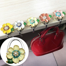 Creative new belt leaf Chrysanthemum Tabletop Hook bag handbag handbag hanging Bauer portable dual-use folding hanging bag hook