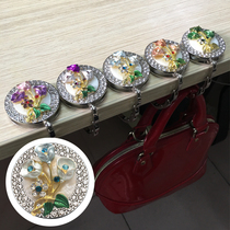 Creative Three Rose Double Row Drilling Table Hanging Bag Hook Folding Portable no-mark hanging Bauer Desktop hanging bag button