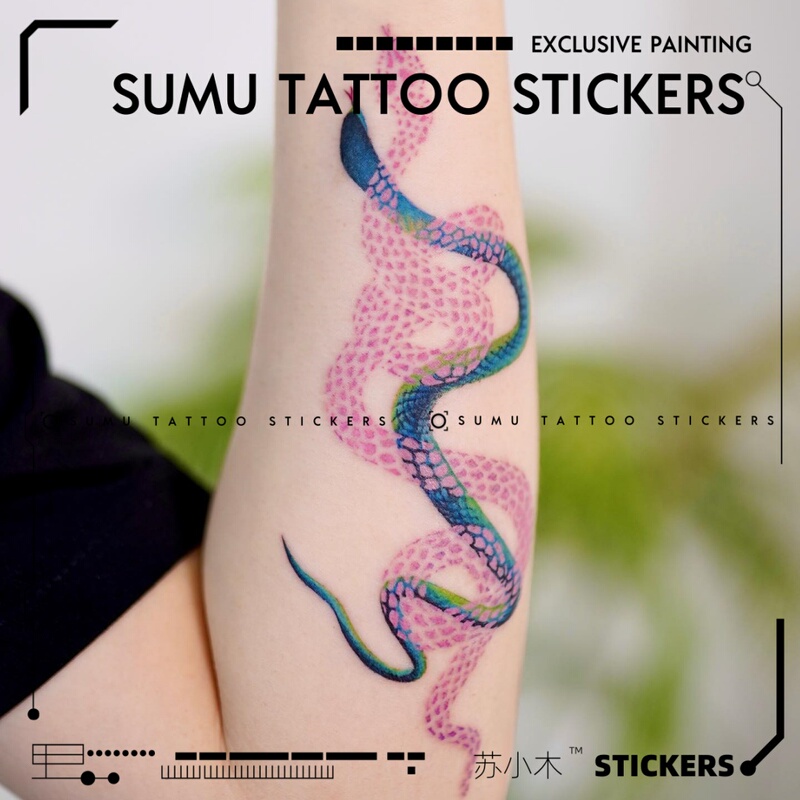 Su Xiaomu | Men's and Women's Arm and Calf Personalized Waterproof Long-Lasting Fake Tattoo Fresh Colorful Tattoo Stickers Snake Su Xiaomu | Men's and Women's Arm and Calf Personalized Waterproof Long-Lasting Fake Tattoo Fresh Colorful Tattoo Stickers Snake