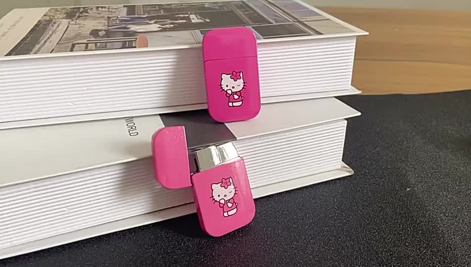 Pink Metal Cute Hello Kitty Cat Lady Lighter Girls Gift Inflatable