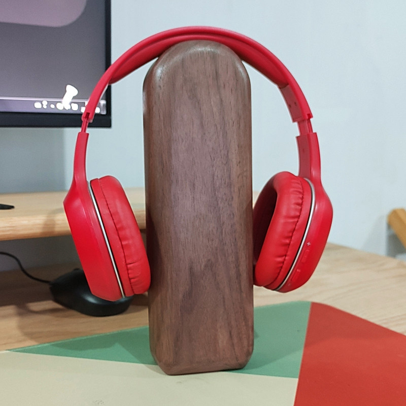 Black walnut solid wood headphone rack universal headset rack headphone bracket hanger display stand clumsy wood workshop