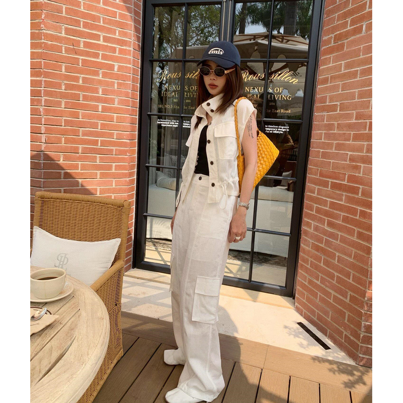 Workwear Style Linen Vest Suit for Women, New Summer Casual Slimming and Elegant Cotton and Linen Vest and Long Pants Two-Piece Set