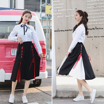 Japanese school uniform suit College style junior high school college student class uniform Korean Korean version of autumn loose jk uniform skirt